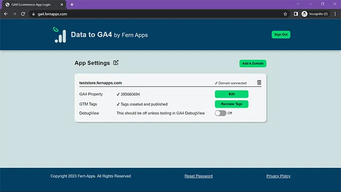 Onboard Data to GA4 complete setup screenshot